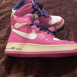 Nike Air Force 1 AF - 1 ‘82  Mid GS Size 6Y  Leather Purple Lace Up. 518218-500